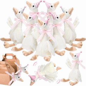 One Silly Goose Party Favors Stuffed Animal Plush Toy and Mini Birthday Party Hats with Ribbon Bow