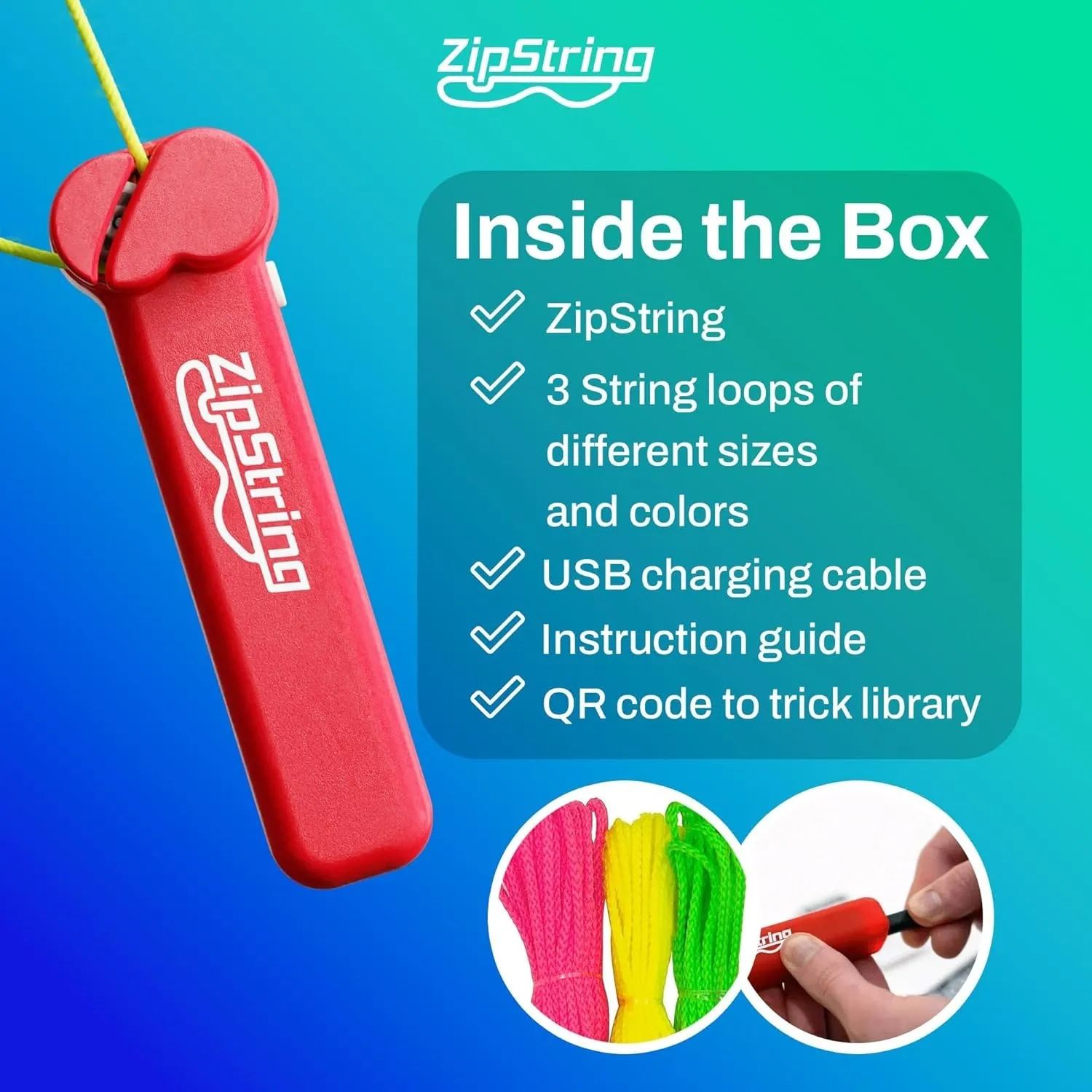 Original - As Seen on Shark Tank - Classic ZipString Rope Launcher Toy, Perfect for Kids & Adults - Fly a String Loop in The Air for Endless Tricks & Fun, Wonderment Awaits, Rock'it Red