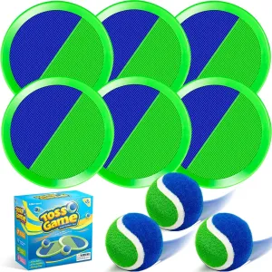 Outdoor Toys for Kids Age 4-8, Catch Ball Toys for 3 4 5 6 7 8 -12 Year Old Boys Girls, Outside Toss Game Set for Beach, Pool, Yard- Toddlers Birthday Gifts Easter Basket Stuffers(6Pcs Green Paddles)