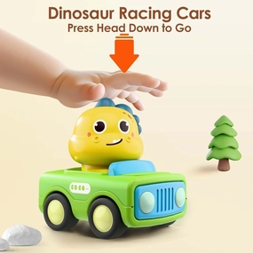 ovca Press to Go Car Toys for Toddlers 1-3, Baby Animal Racing Cars, Infant Play Vehicle Set, Baby Push Go Friction for 6-9-12-18 Months (Panda car)