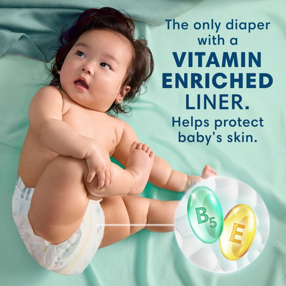 Pampers Baby Diapers - Pure Protection - Size 1, 132 Count, for up to 100% Leakproof, Premium Plant-based Skin Protection