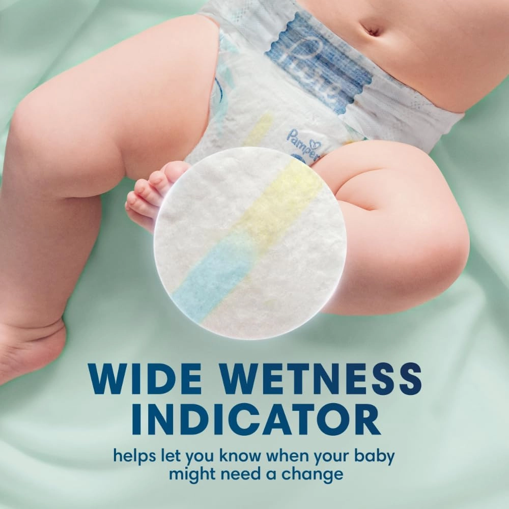 Pampers Baby Diapers - Pure Protection - Size 1, 132 Count, for up to 100% Leakproof, Premium Plant-based Skin Protection