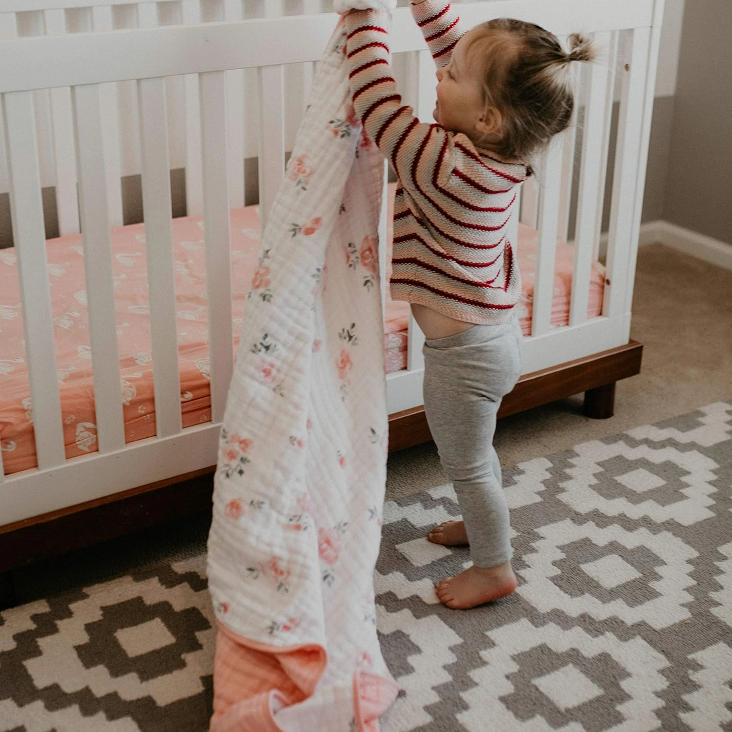 Parker Baby Muslin Blanket | 100% Soft Cotton Toddler Quilt & Baby Muslin Swaddle | Gender Neutral Design 47" x 47" Blanket