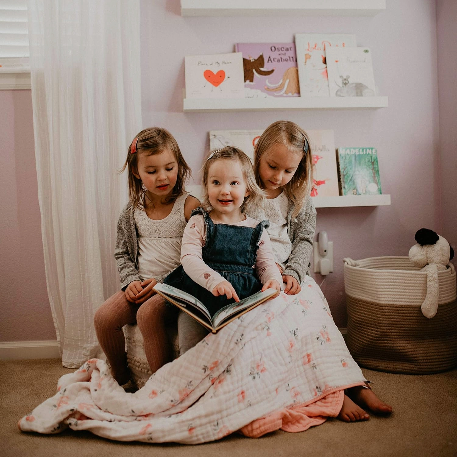 Parker Baby Muslin Blanket | 100% Soft Cotton Toddler Quilt & Baby Muslin Swaddle | Gender Neutral Design 47" x 47" Blanket
