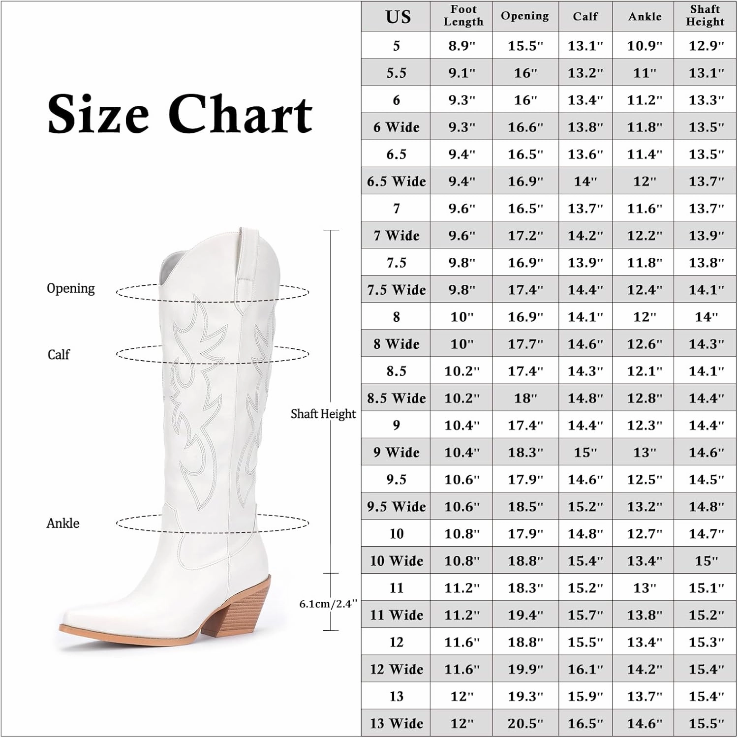 Pasuot Western Cowboy Boots for Women - Knee High Wide Calf Cowgirl Boots with Classic Embroidered, Slip On Pointed Toe Chunky Heel Fashion Retro Classic Pull On Tall Boot for Girls Ladies Fall Winter