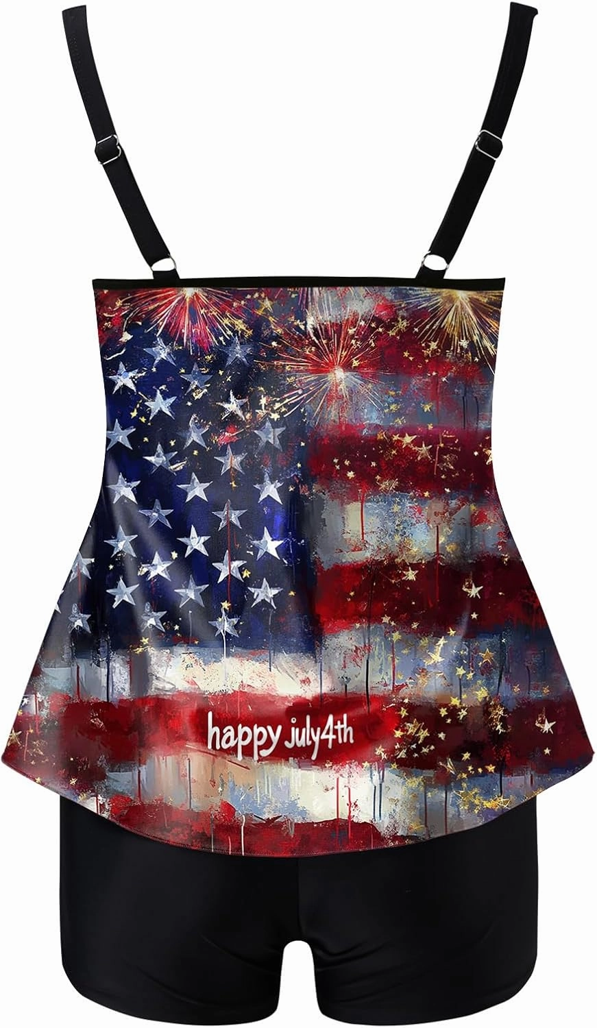 Patriotic Swimsuits for Women 4th of July Bathing Suit Red White and Blue 2 Piece Swimsuit Halter Star Striped Tankini Set