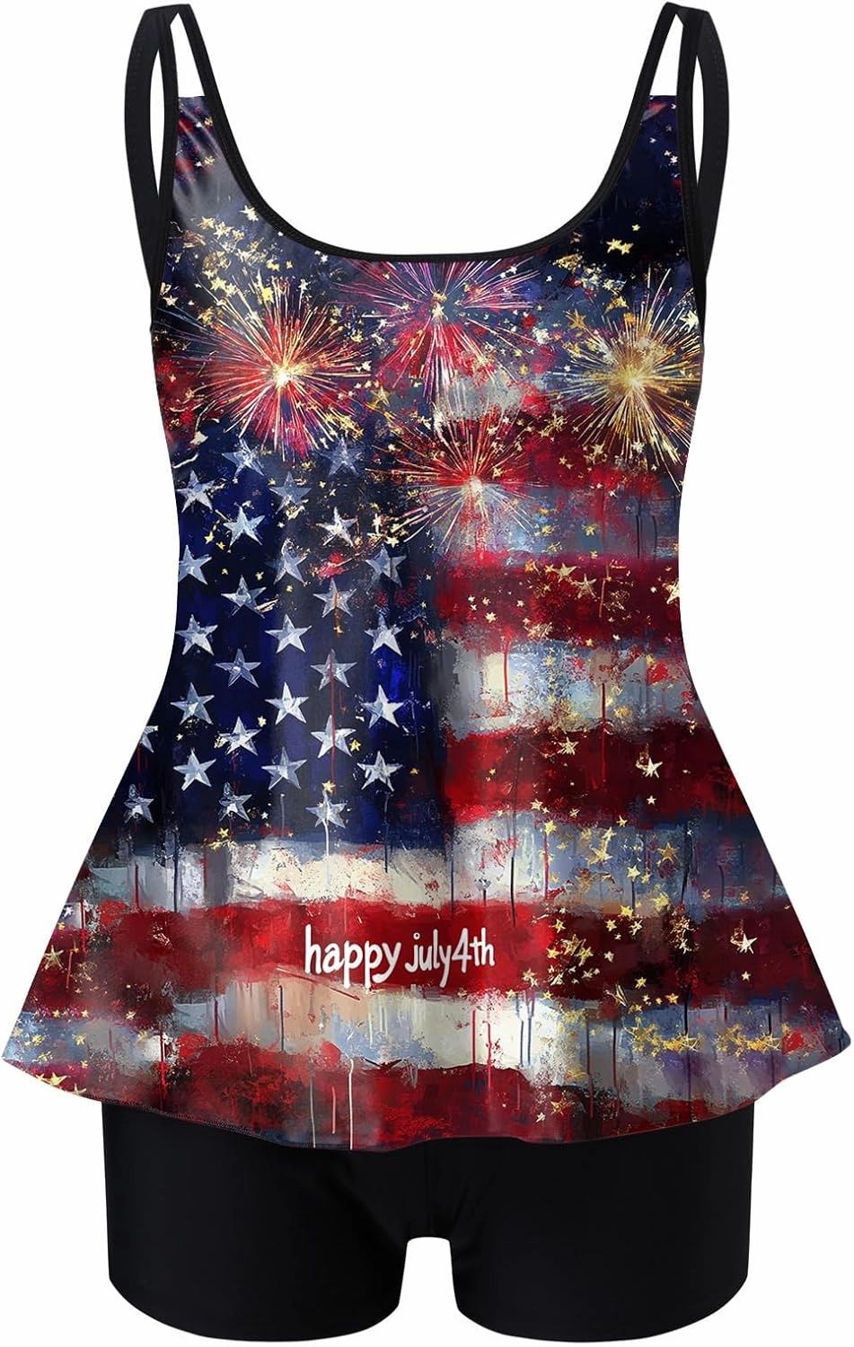 Patriotic Swimsuits for Women 4th of July Bathing Suit Red White and Blue 2 Piece Swimsuit Halter Star Striped Tankini Set