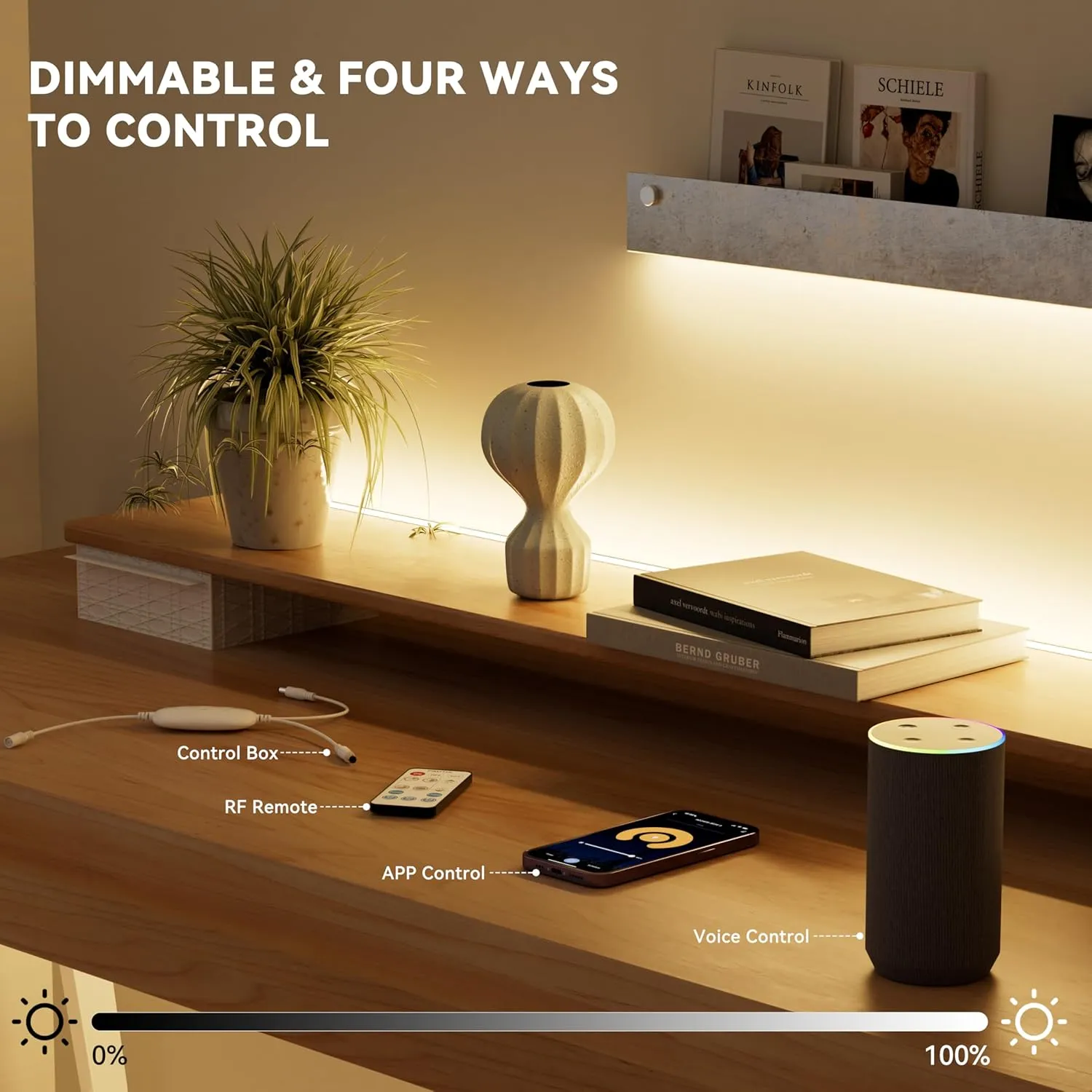 PAUTIX COB LED Strip Light 65.6ft/20m,Work with Alexa/Google Assistant,9600 LEDs Warm White 3000K,CRI93  Super Bright High Lumen,Dimmable 24V Flexible LED Light Strip,for Bedroom,Ceiling,Office,DIY