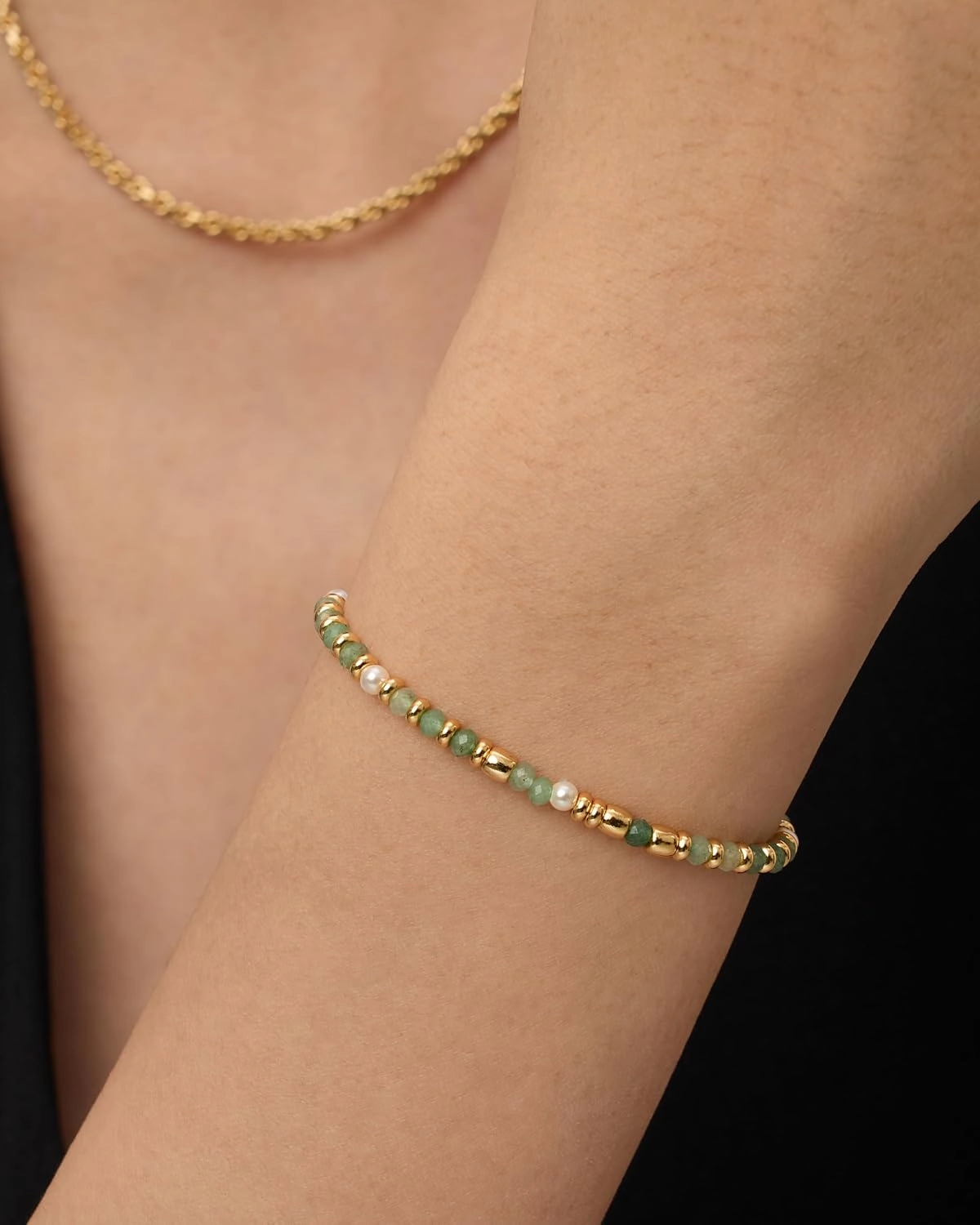 PAVOI 14K Yellow Gold Plated Beaded Enamel and Gemstones Bracelets for Women | Colored Boho Festival Adjustable Slider Bracelet | Freshwater Pearls Rose Jade Amazonite Sodalite Labradorite Beads