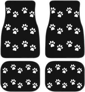 Paws Set of 4, Cute White Puppy Paws Print Animal Foot Prints Vehicle Front Rear Carpets Mats Decorative Floor Rugs Non-Slip Auto Accessories Universal Fit for Car SUV Van Truck
