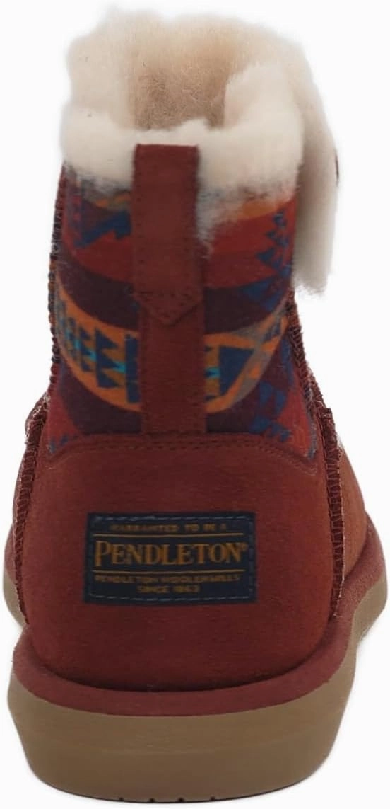 PENDLETON Women's Shorty Pull-On Boots – Cozy Shearling and Suede Construction, Classic Pattern
