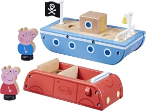 Peppa Pig Wooden Car and Boat Made from Responsibly Sourced Wood, Toys for 2 Year Old Girls and Boys and Up