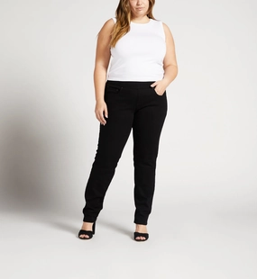 Peri Mid Rise Straight Leg Pull-On Jeans Plus Size