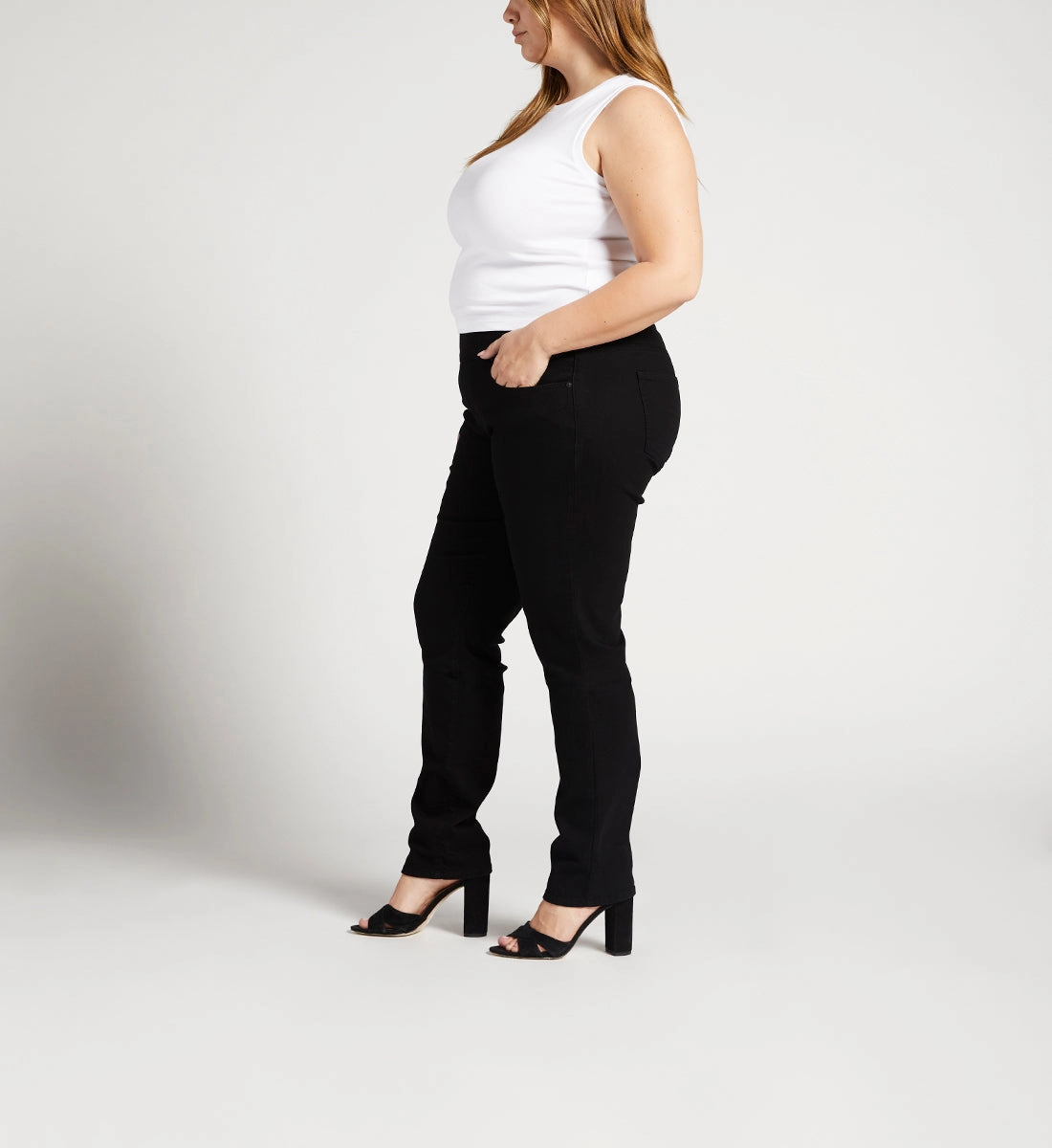 Peri Mid Rise Straight Leg Pull-On Jeans Plus Size