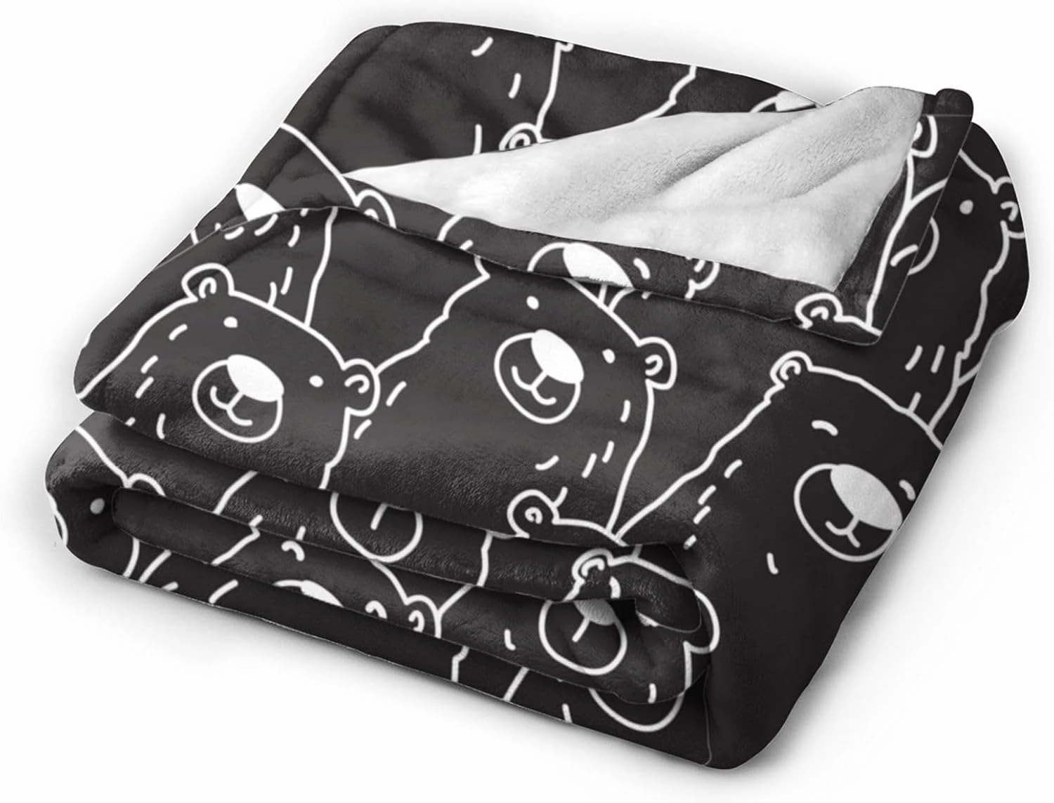 Perinsto Cute Bears Black Background Throw Blanket Ultra Soft Warm All Season Decorative Fleece Blankets for Bed Chair Car Sofa Couch Bedroom 50"X40"