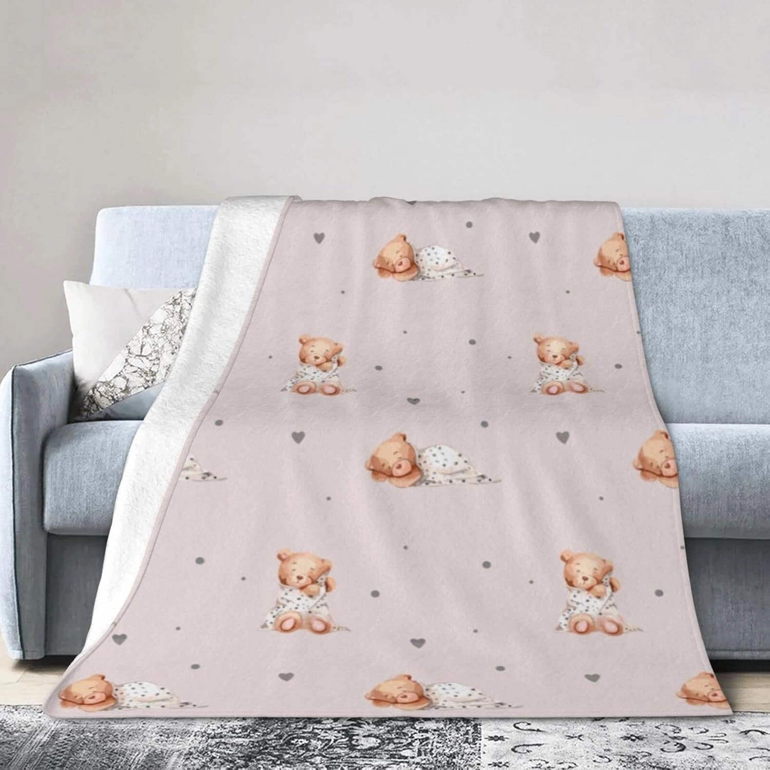Perinsto Cute Bears Throw Blanket Ultra Soft Warm All Season Decorative Fleece Blankets for Bed Chair Car Sofa Couch Bedroom 60"X50"