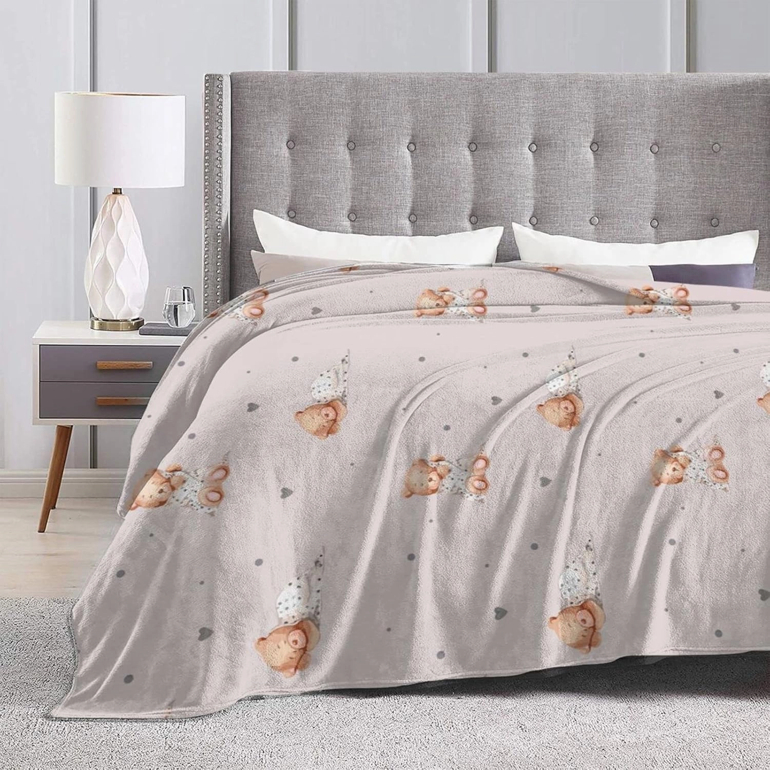 Perinsto Cute Bears Throw Blanket Ultra Soft Warm All Season Decorative Fleece Blankets for Bed Chair Car Sofa Couch Bedroom 60"X50"