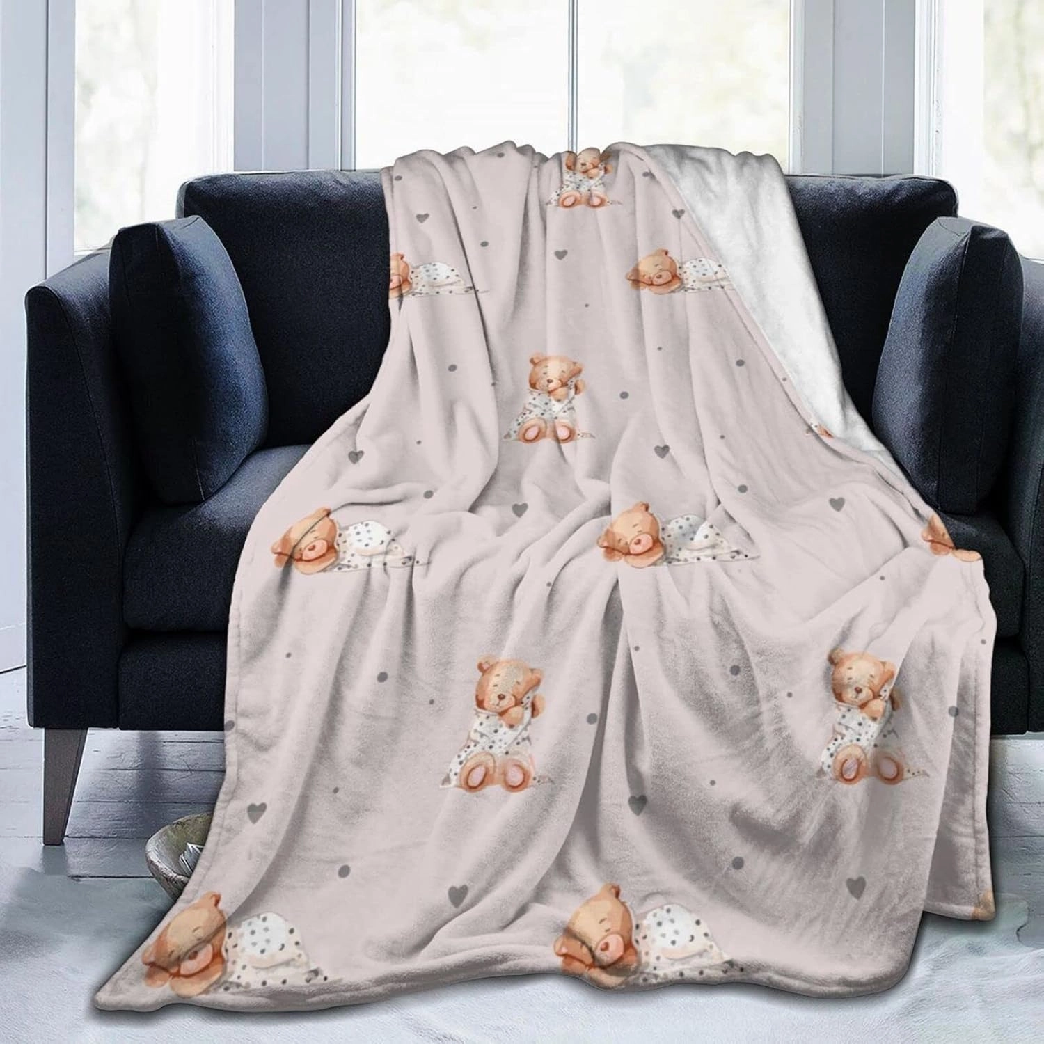 Perinsto Cute Bears Throw Blanket Ultra Soft Warm All Season Decorative Fleece Blankets for Bed Chair Car Sofa Couch Bedroom 60"X50"