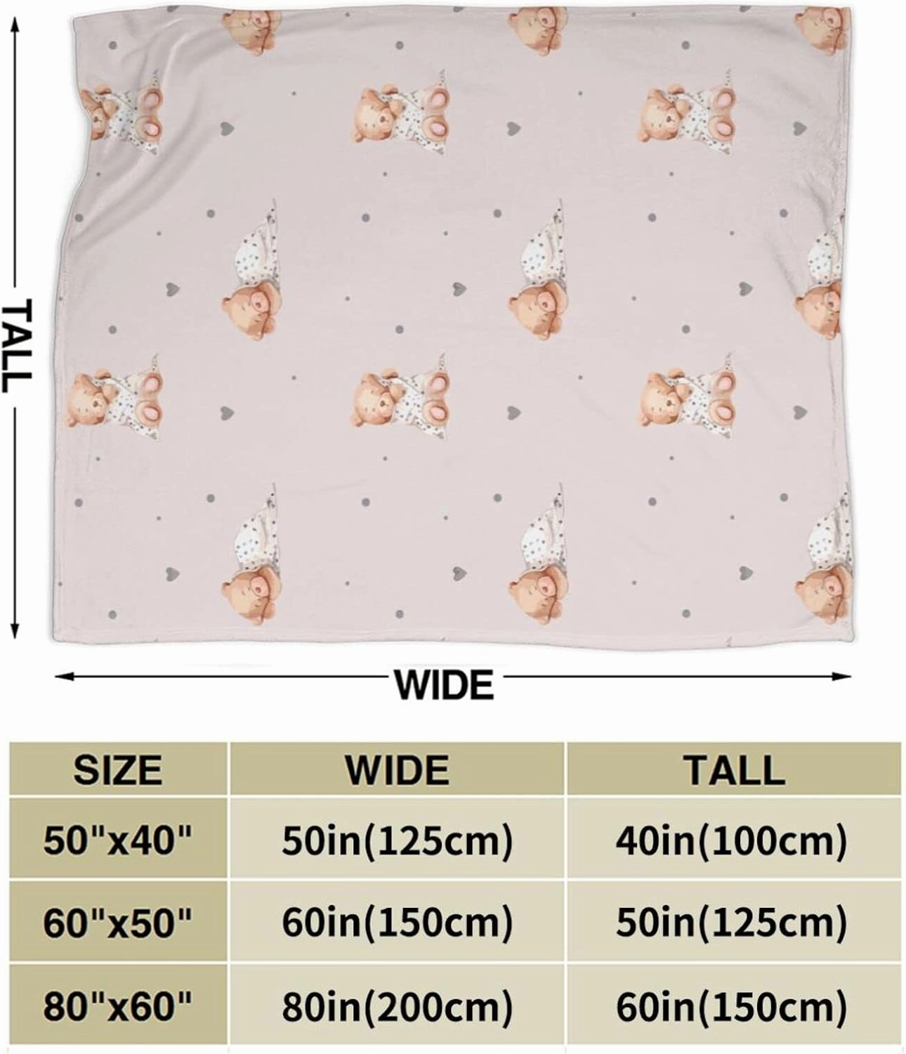 Perinsto Cute Bears Throw Blanket Ultra Soft Warm All Season Decorative Fleece Blankets for Bed Chair Car Sofa Couch Bedroom 60"X50"