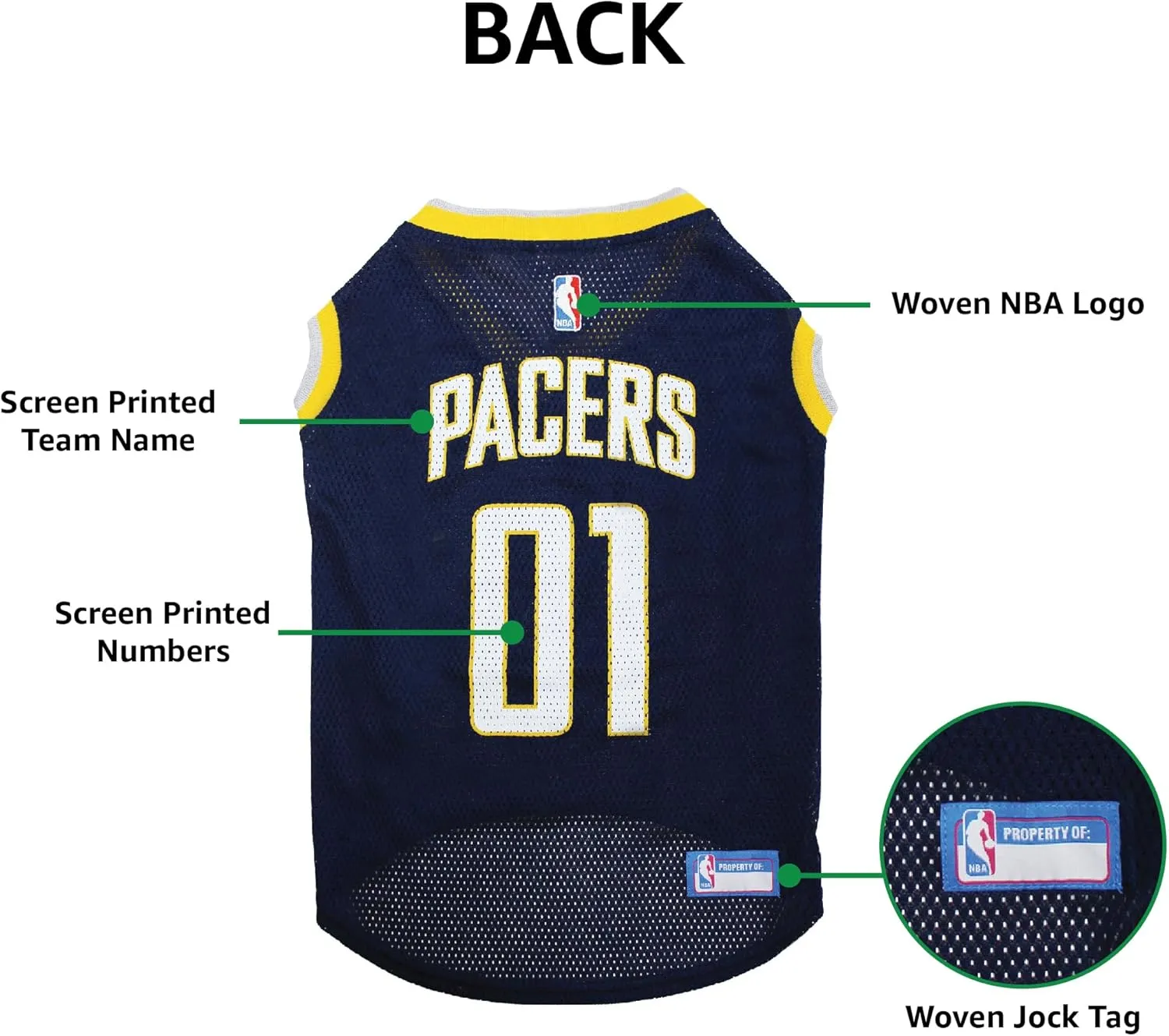 Pets First NBA INDIANA PACERS DOG Jersey, Small - Tank Top Basketball Pet Jersey