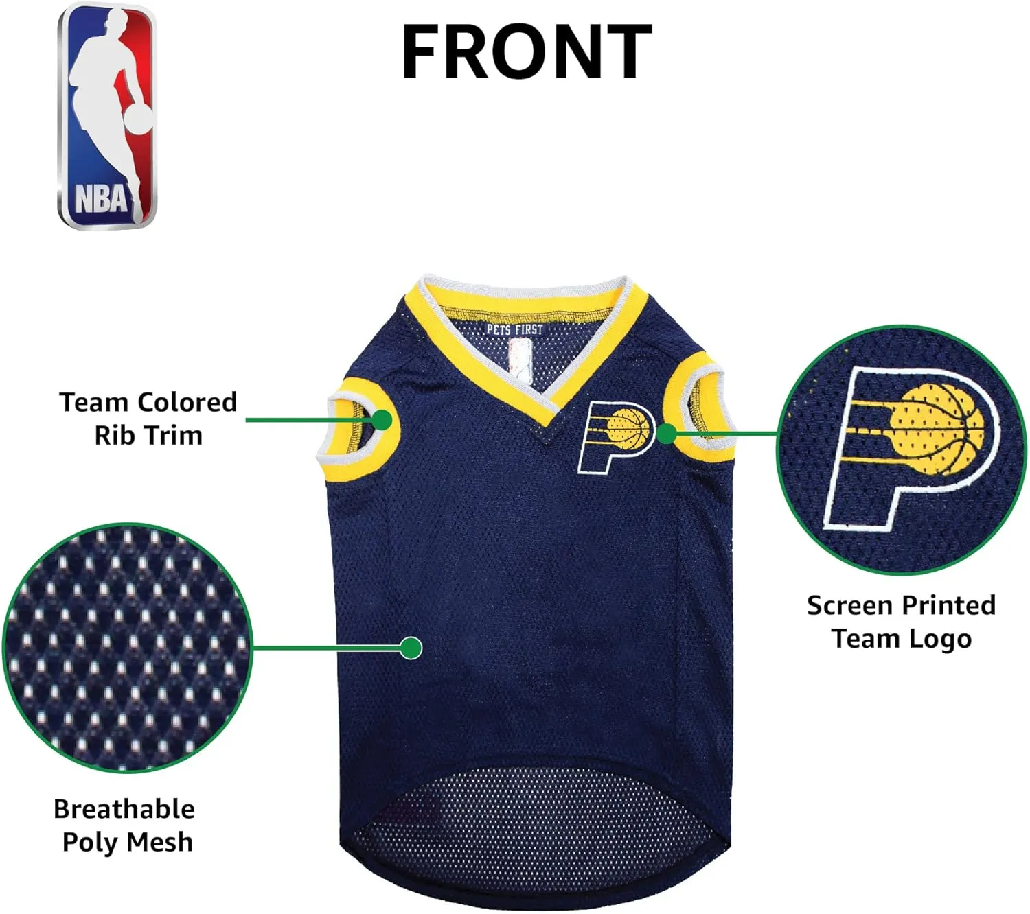 Pets First NBA INDIANA PACERS DOG Jersey, Small - Tank Top Basketball Pet Jersey
