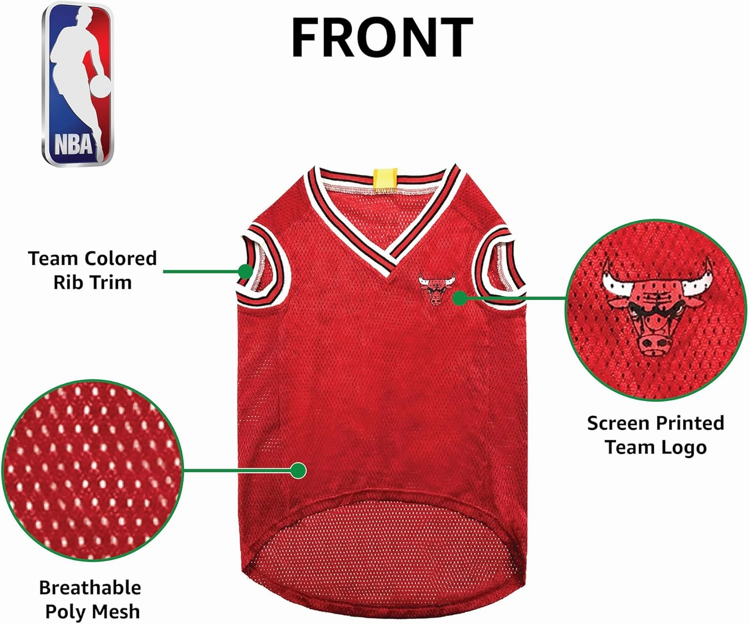 Pets First NBA CHICAGO BULLS DOG Jersey, X-Large - Tank Top Basketball Pet Jersey