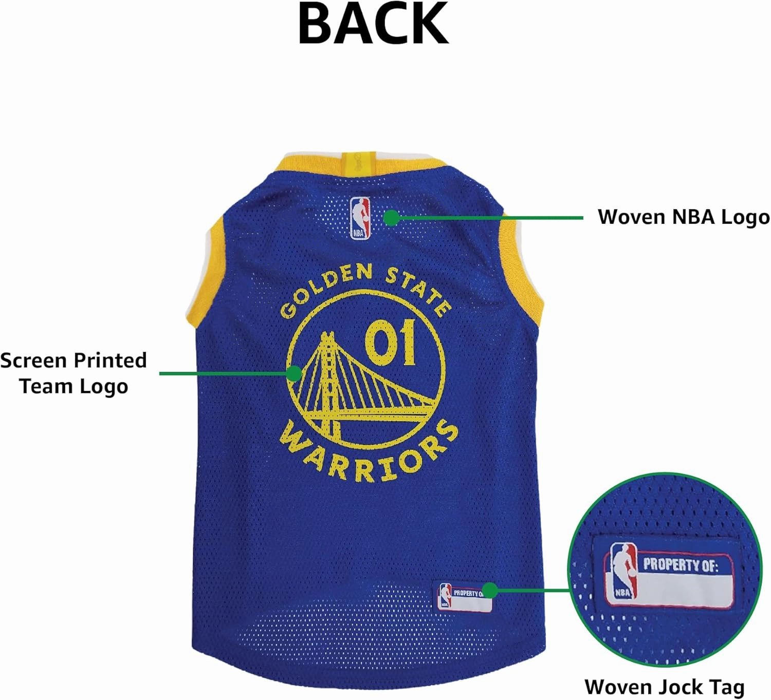 Pets First NBA GOLDEN STATE WARRIORS DOG Jersey, Medium - Tank Top Basketball Pet Jersey