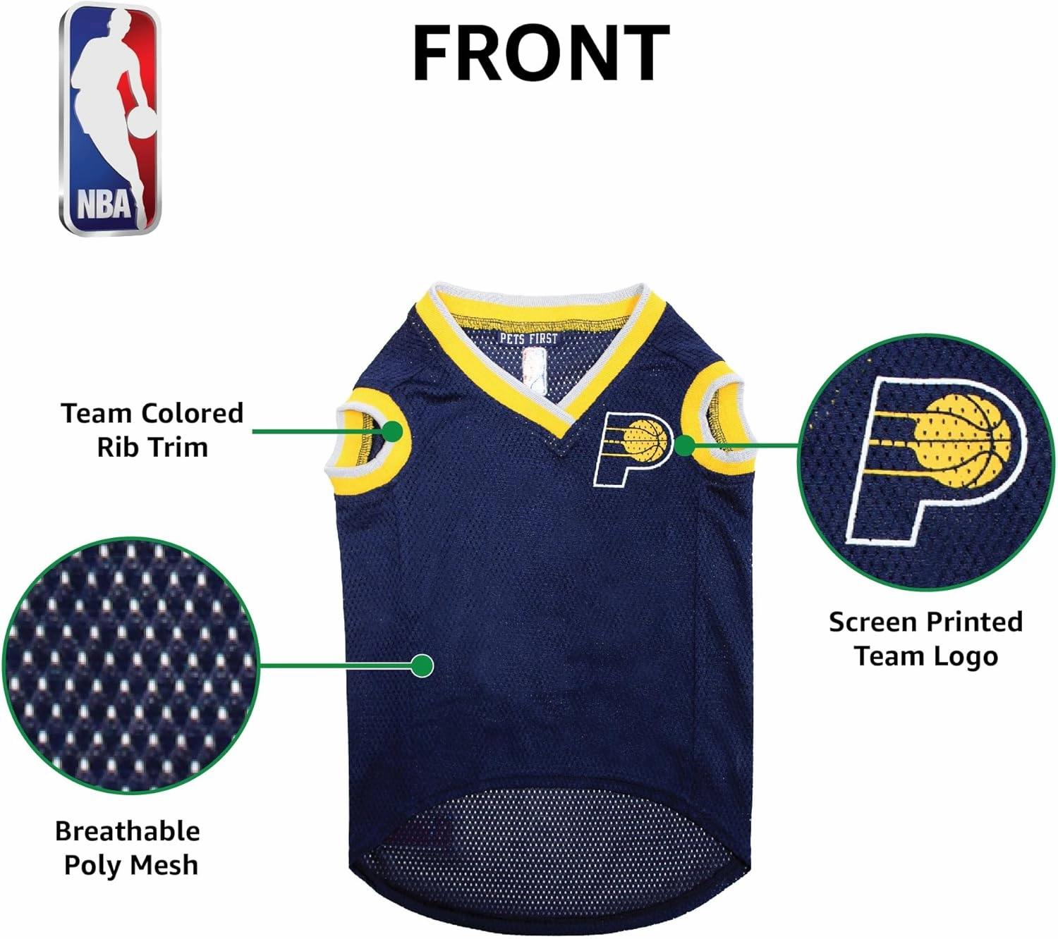 Pets First NBA INDIANA PACERS DOG Jersey, X-Large - Tank Top Basketball Pet Jersey