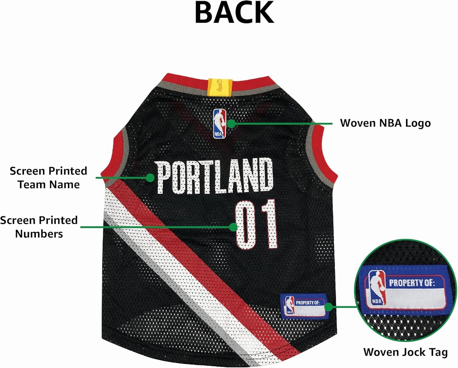 Pets First NBA Portland Trailblazers Dog Jersey, X-Large - Tank Top Basketball Pet Jersey