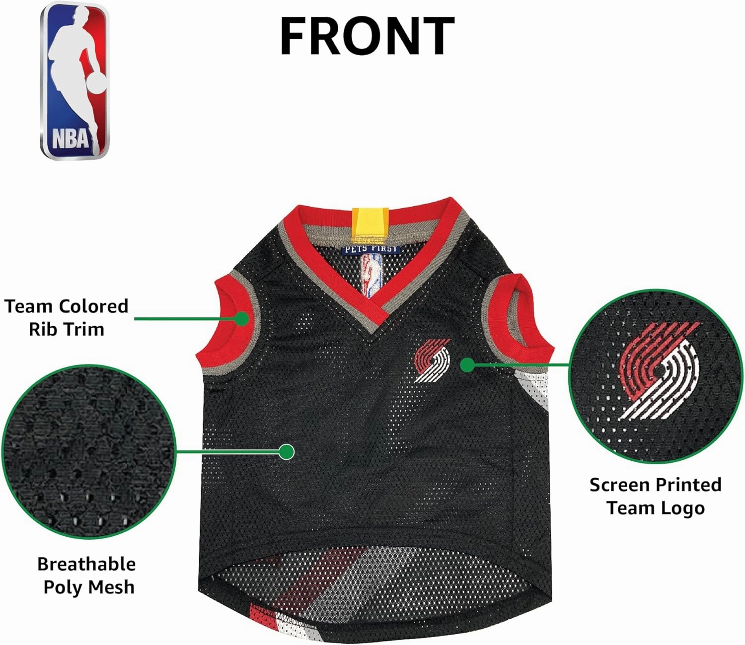 Pets First NBA Portland Trailblazers Dog Jersey, X-Large - Tank Top Basketball Pet Jersey