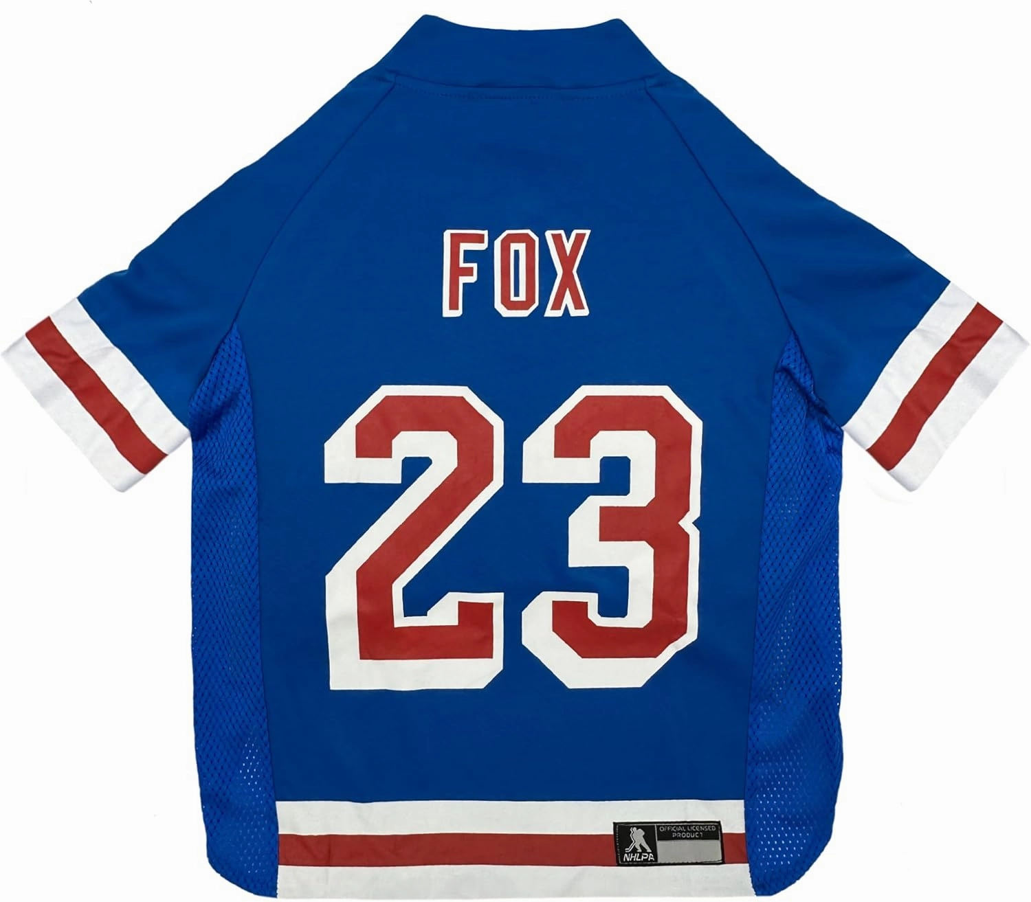 Pets First NHLPA Adam Fox Mesh Jersey for Dogs & Cats, New York Rangers Foxy-23 Dog Jersey, Size X-Large, Licensed Dog Jersey with Your Favorite Hockey Team Player