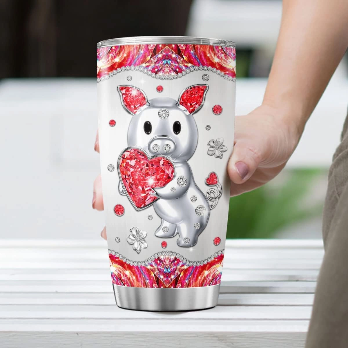 Pig Coffee Tumblers Insulated Tumbler Gifts For Animal Lovers Women Girls On Birthday Large 20 Oz Mug Cup Stainless Steel Travel Mugs Cute Accessories Room Decoration