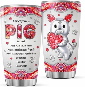 Pig Coffee Tumblers Insulated Tumbler Gifts For Animal Lovers Women Girls On Birthday Large 20 Oz Mug Cup Stainless Steel Travel Mugs Cute Accessories Room Decoration