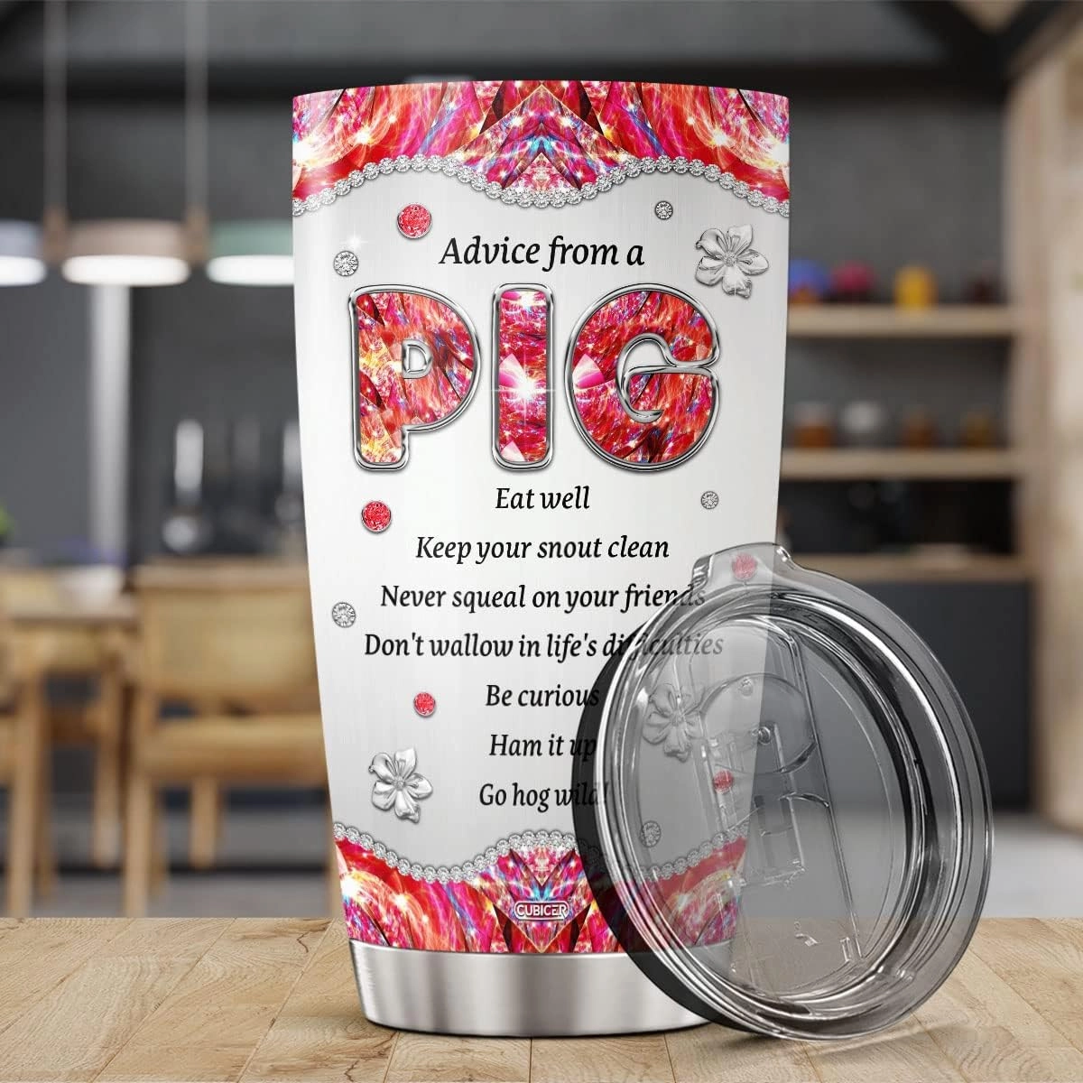 Pig Coffee Tumblers Insulated Tumbler Gifts For Animal Lovers Women Girls On Birthday Large 20 Oz Mug Cup Stainless Steel Travel Mugs Cute Accessories Room Decoration