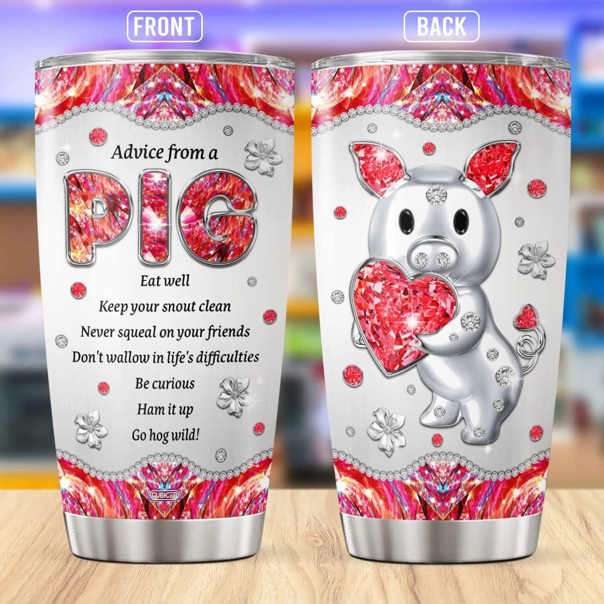 Pig Coffee Tumblers Insulated Tumbler Gifts For Animal Lovers Women Girls On Birthday Large 20 Oz Mug Cup Stainless Steel Travel Mugs Cute Accessories Room Decoration