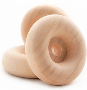 Pinehurst Crafts Wooden Toy Wheels w/Recessed Hub, 1-1/2 Inch Diameter x 1/2 Inch Thick (1/4 Inch Hole), Pack of 24