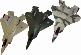 Playmaker Toys - F/A-22 Raptor United States Air Force Fighter Jet Set, 7-Inch, Light and Sound, 3-Set in classic camouflage grey, desert tan, and tactical stealth black