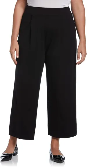 Plus Size Ponte Knit Pull-On Crop Pants Black 1X