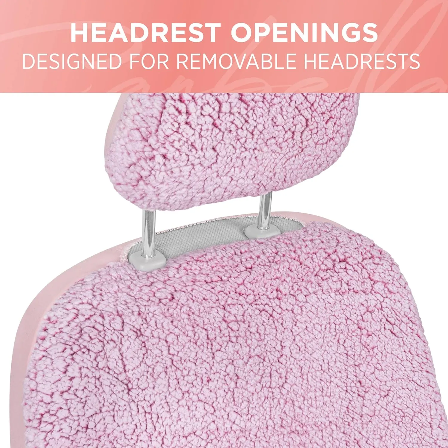 Plush Sherpa Fleece, 2 Pack Pink Seat Cover for Cars with Soft Cushioned Touch, Cute Automotive Interior Protector for Trucks Van SUV