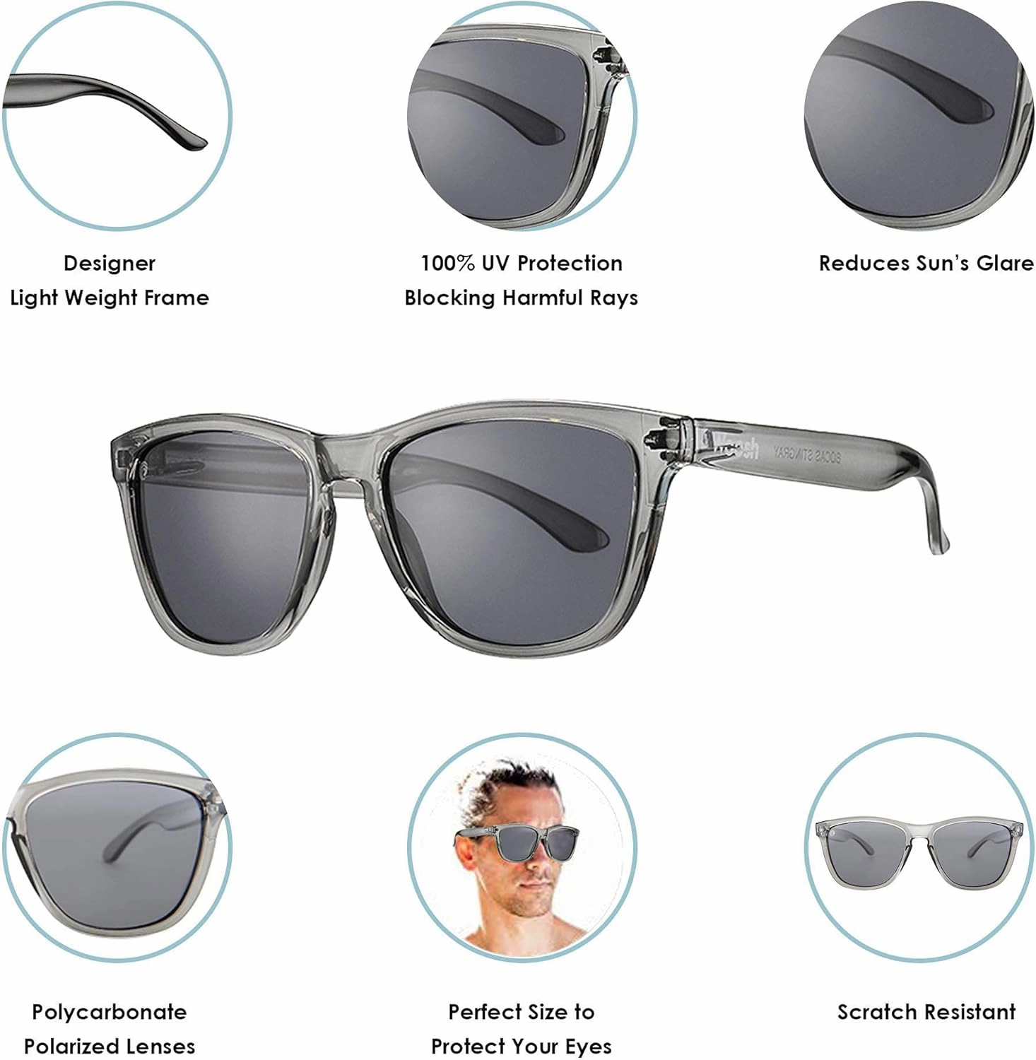 Polarized Lightweight Sunglasses for Men and Women -Unisex Sunnies for Fishing Beach Running Sports and Outdoors