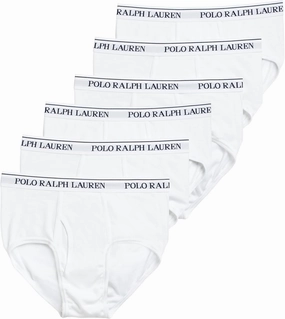 POLO RALPH LAUREN 6-Pack Classic Fit Cotton Mid-Rise Briefs - Briefs for Men - Classic Fit - Sweat-Wicking