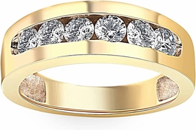Pompeii 1Ct Diamond Channel Set Wedding Band Mens Ring 14k Yellow Gold Lab Grown (G/H,VS2-SI1)