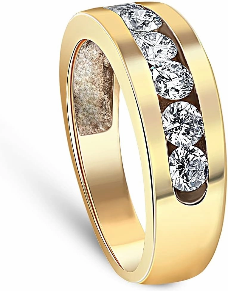 Pompeii 1Ct Diamond Channel Set Wedding Band Mens Ring 14k Yellow Gold Lab Grown (G/H,VS2-SI1)