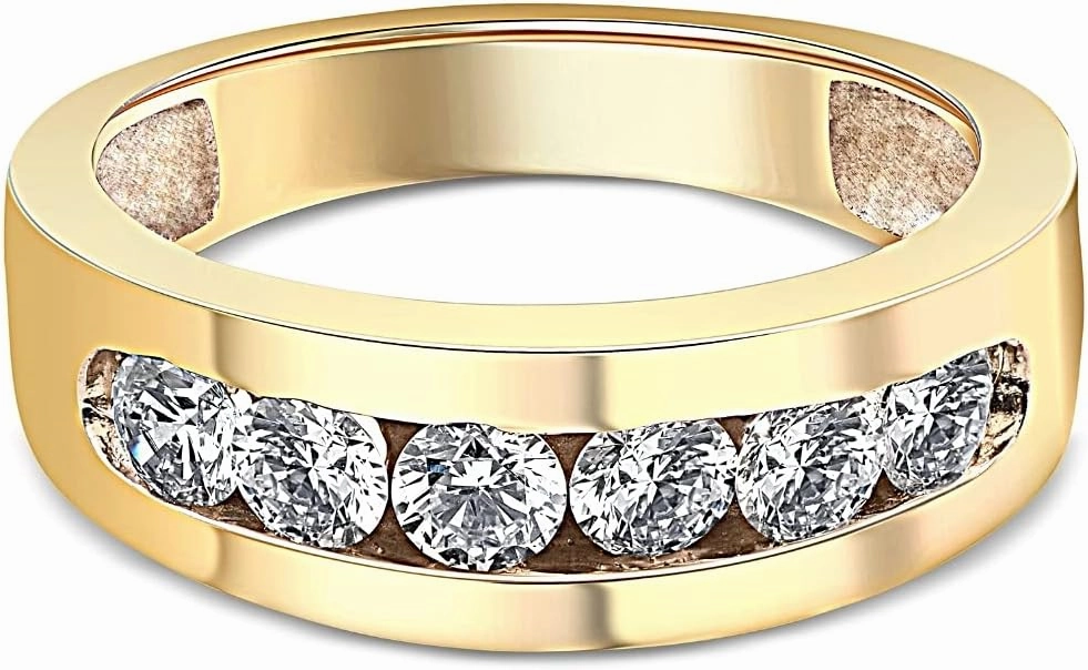 Pompeii 1Ct Diamond Channel Set Wedding Band Mens Ring 14k Yellow Gold Lab Grown (G/H,VS2-SI1)