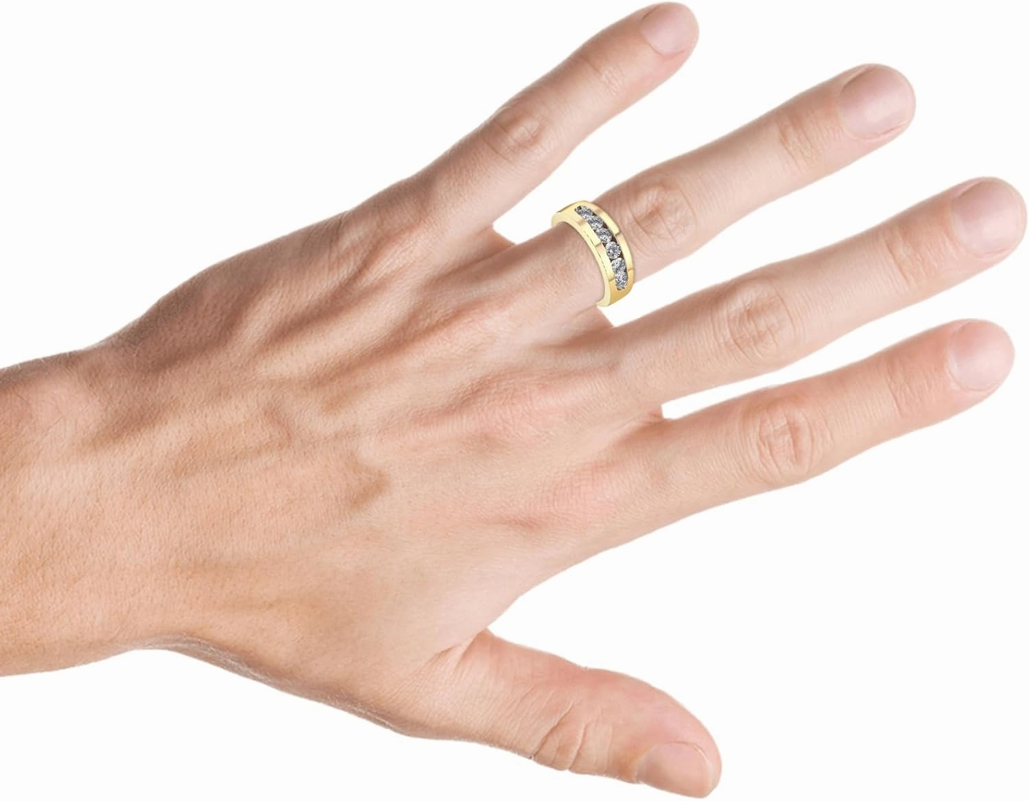 Pompeii 1Ct Diamond Channel Set Wedding Band Mens Ring 14k Yellow Gold Lab Grown (G/H,VS2-SI1)