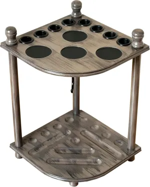 Pool Cue Rack Hold up to 8 Sticks & Billiard Accessories. Floor Stand Pool Cue Stick Holder Made of 100% Solid Hardwood.(GREY)