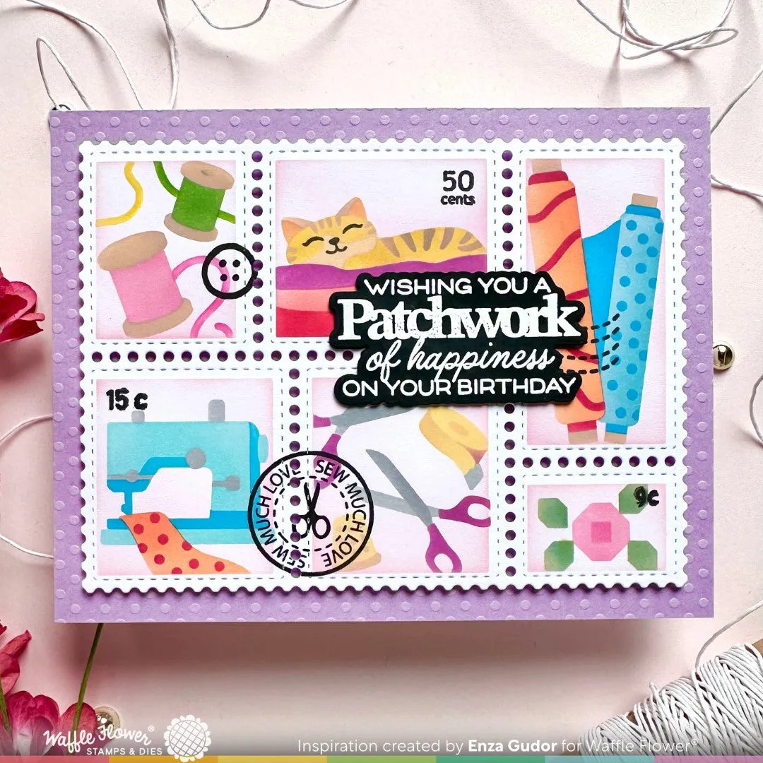 Postage Collage Sew Fun Stencil
