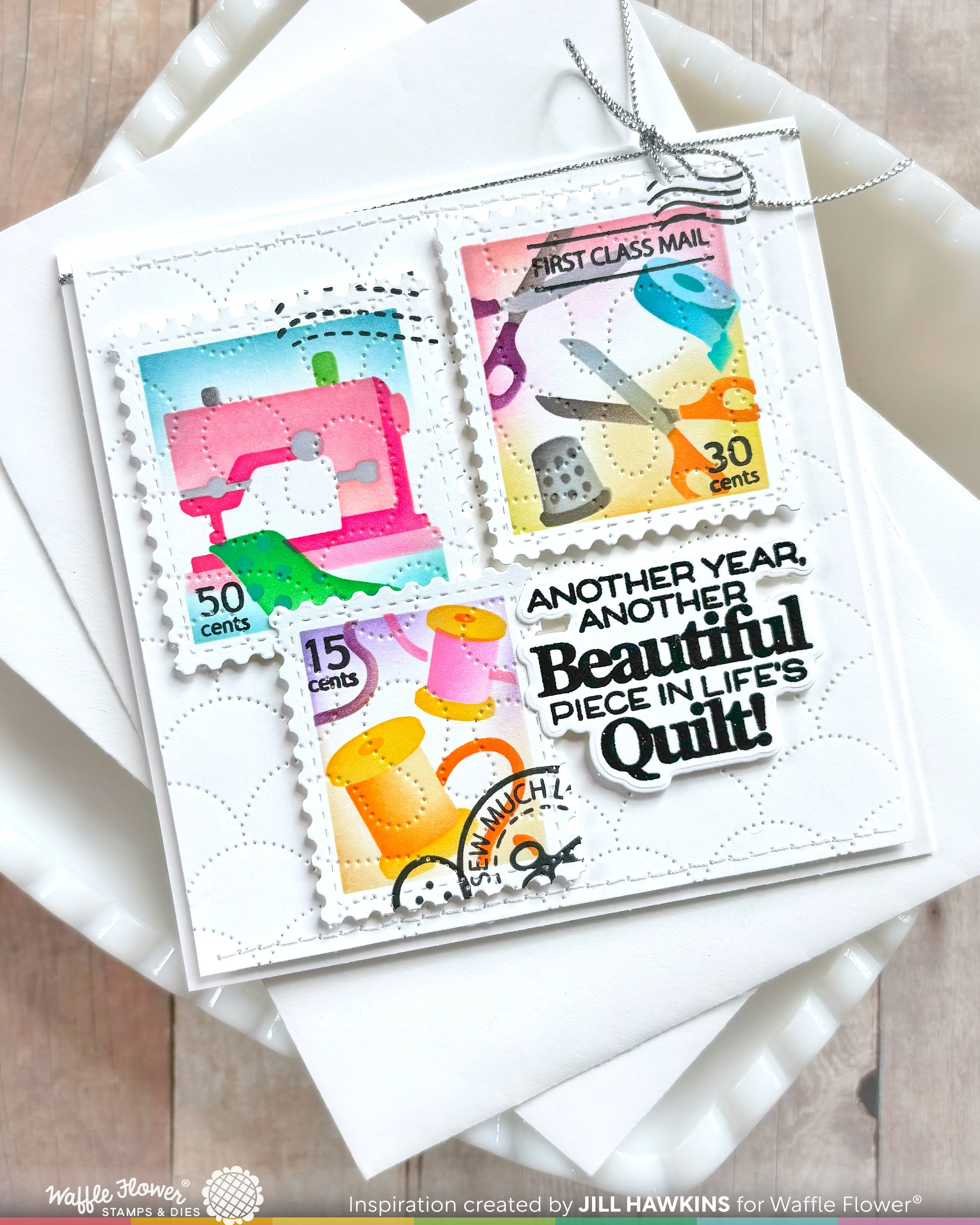 Postage Collage Sew Fun Stencil
