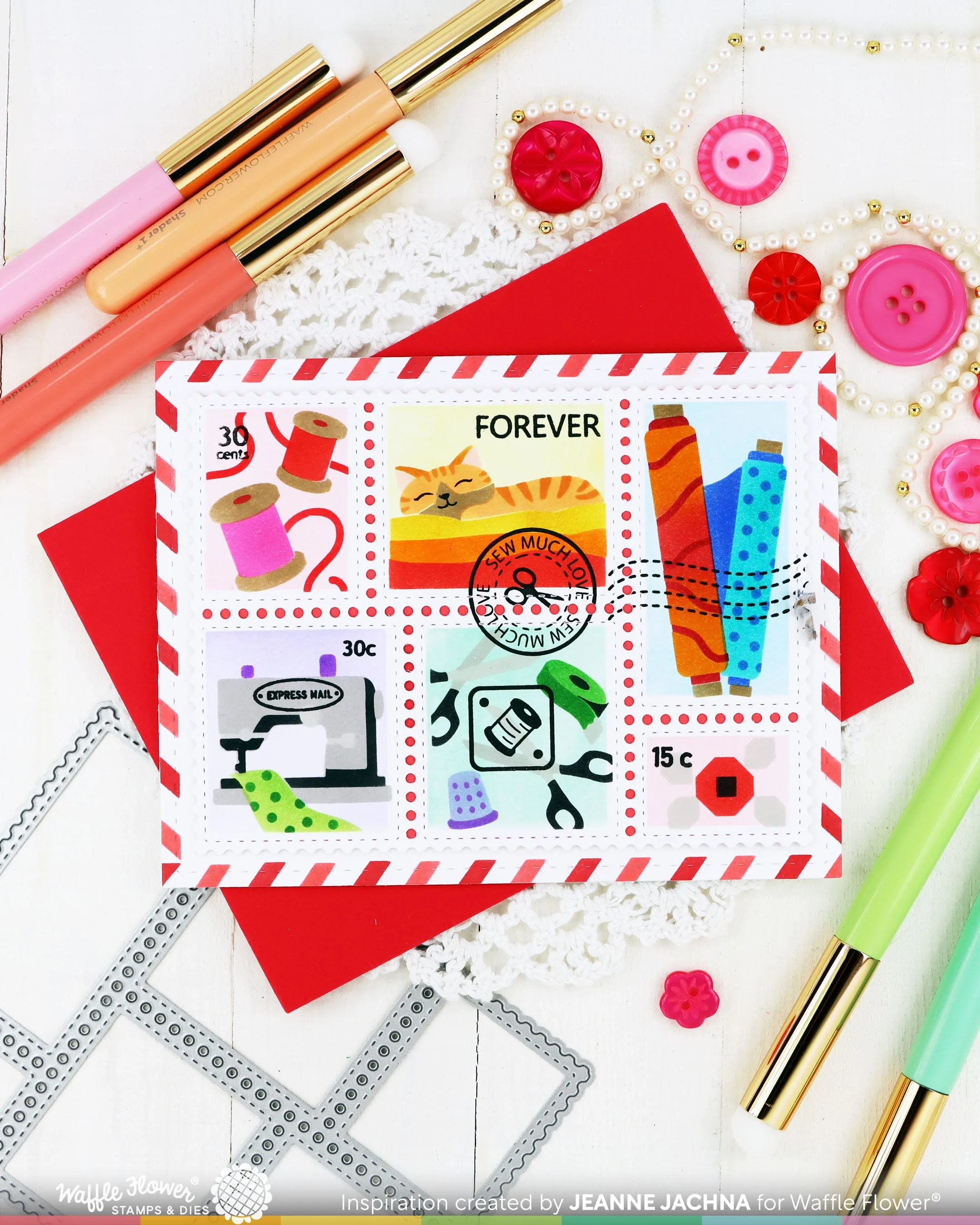 Postage Collage Sew Fun Stencil