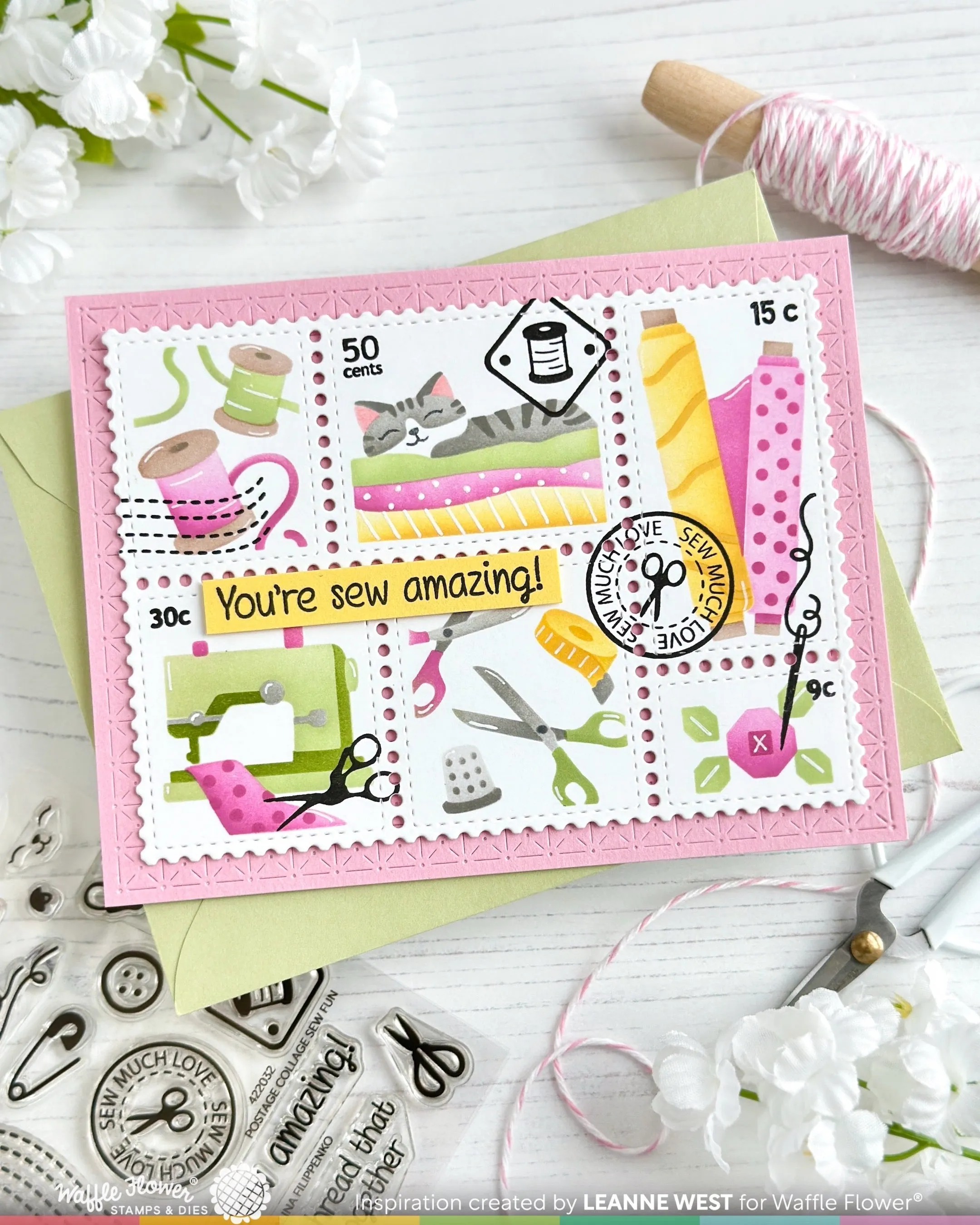 Postage Collage Sew Fun Stencil